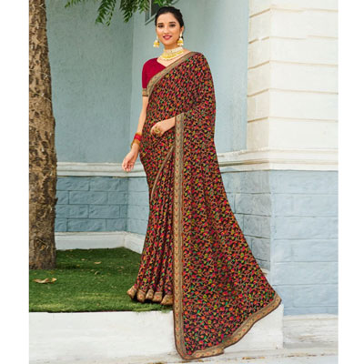 "Fancy Silk Saree Seymore Chandan - 10021 (ED) - Click here to View more details about this Product